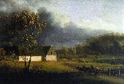 Jens Juel A Storm Brewing Behind a Farmhouse in Zealand oil on canvas
